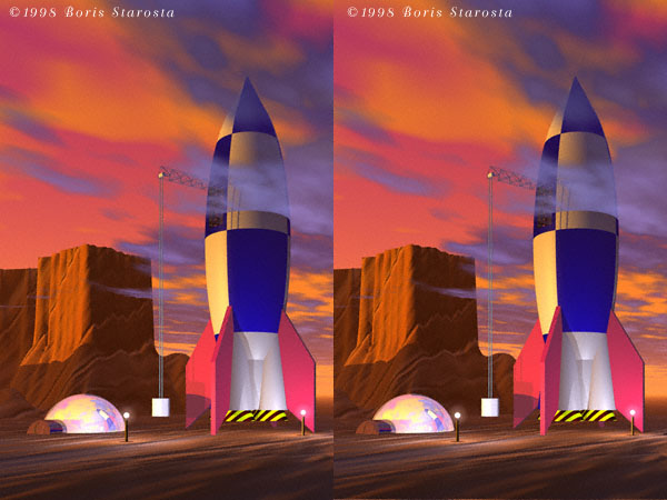 rocket on mars unloading supplies